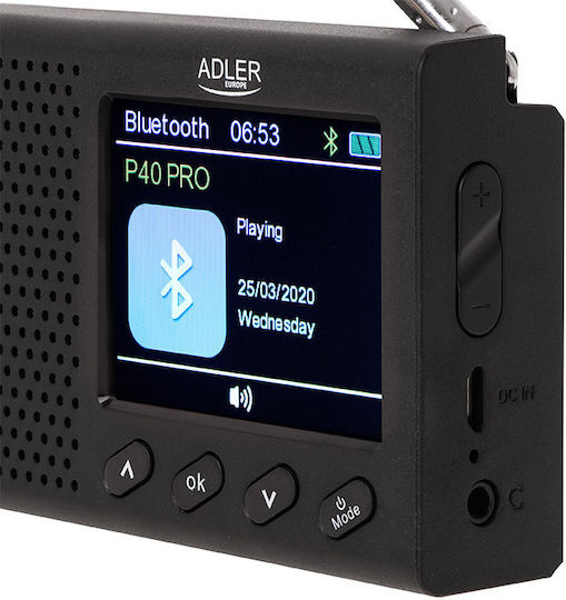Adler AD-1198 Μπαταρίας με Bluetooth και USB Μαύρο