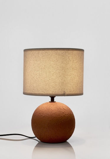 Bizzotto Ceramic Table Lamp with White Shade and Orange Base