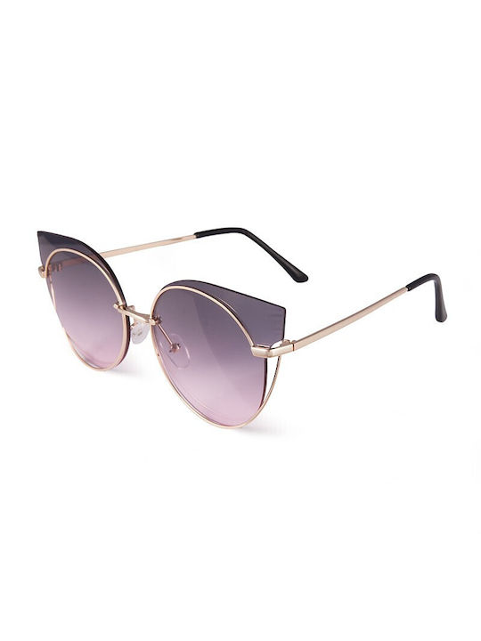 V-store Women's Sunglasses with Rose Gold Metal Frame and Purple Gradient Lens 5988