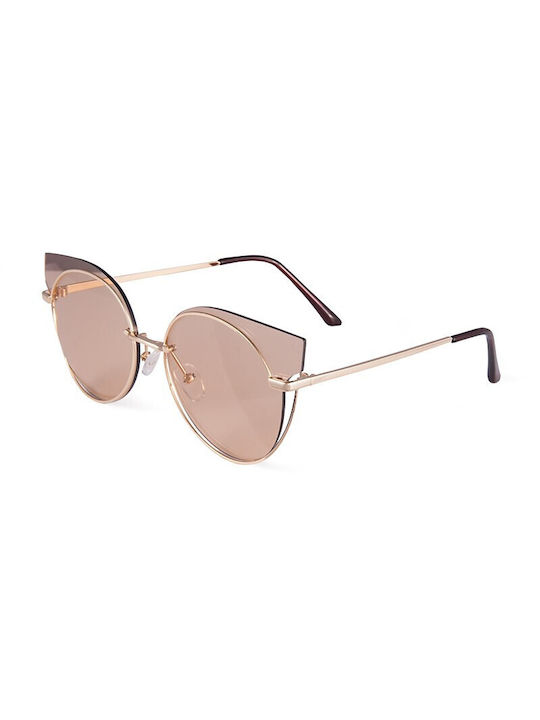 V-store Women's Sunglasses with Rose Gold Metal Frame and Pink Lens 5988