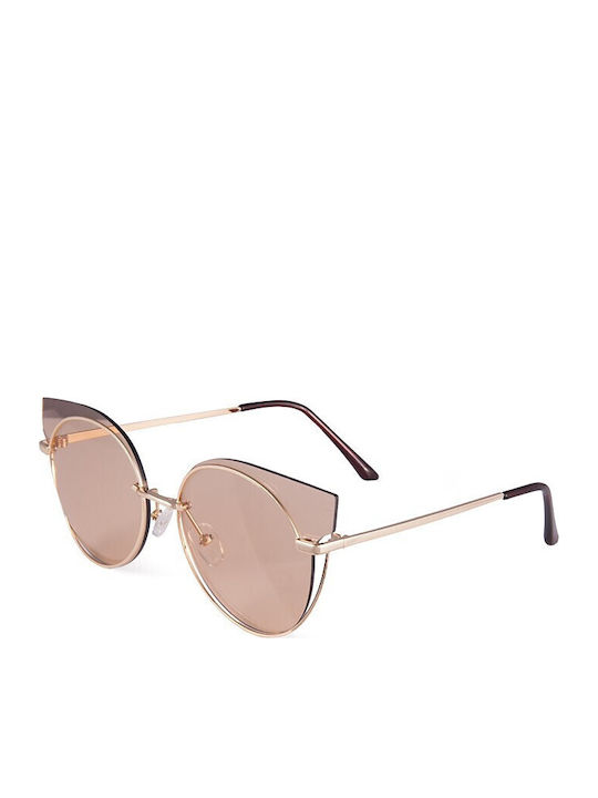 V-store Sunglasses Ροζ Χρυσά with Metal Frame & Pink Lens V-store Sunglasses Ροζ Χρυσά with Metal Frame & Pink Lens