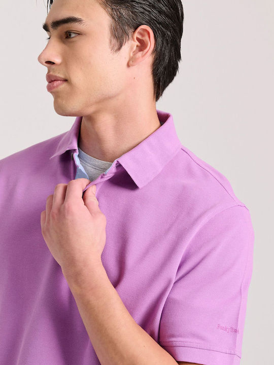 Polo Herrenbluse Kurzarm Lila