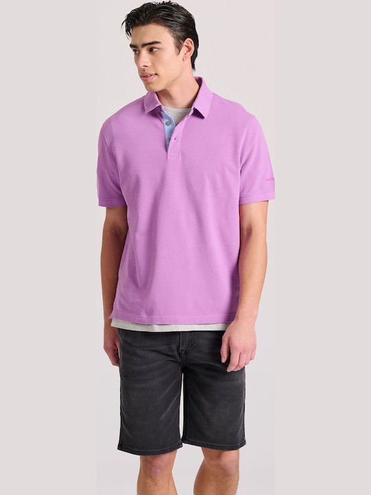 Polo Herrenbluse Kurzarm Lila