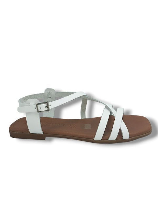 Sandale Casual Damă de Piele Alb