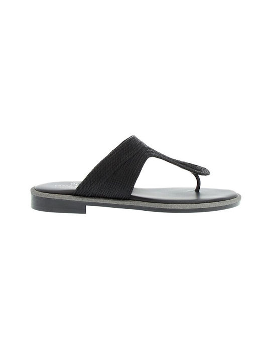 Lazar & Luca Leather Women's Flat Sandals Anatomic in Black Color