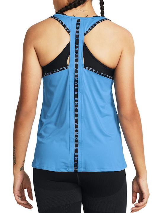 Under Armour Knockout Damen Sportliches Bluse Ärmellos Blau