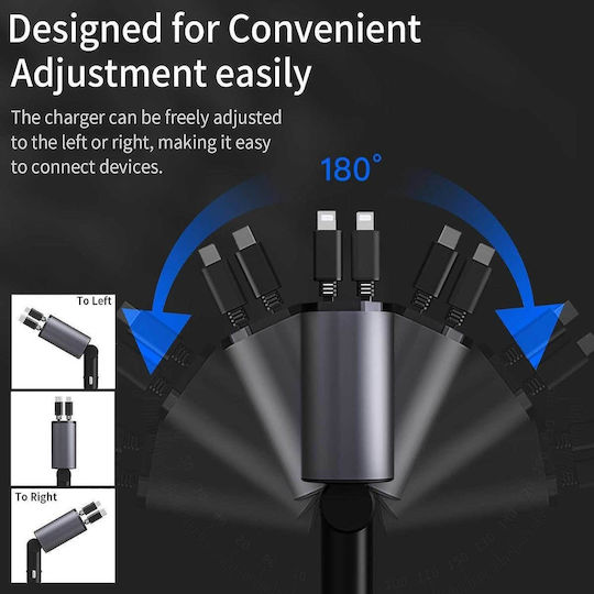 Aimtel Pt16-3 Foldable Car Charger 60W Fast Charging with One Port 1xUSB-A with Lightning Cable