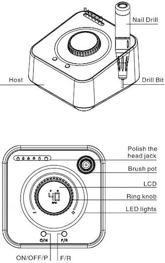 Nail Power Drill 48W with Pedal White