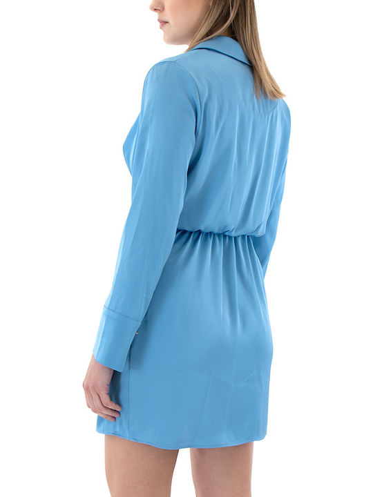 Dress Mini Evening Shirt Dress Light Blue