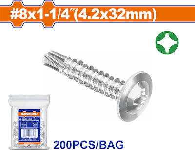 Wadfow Self-Piercing Sheet Metal Screw Phillips Galvanized with Diameter M4.2 and Length 32mm 200pcs