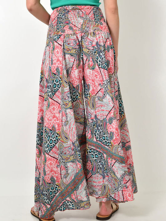 Boho Trousers with Ruched Waistband Pink 23885