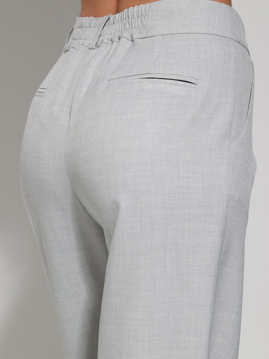 Tresor Women's Fabric Trousers in Straight Line Grey