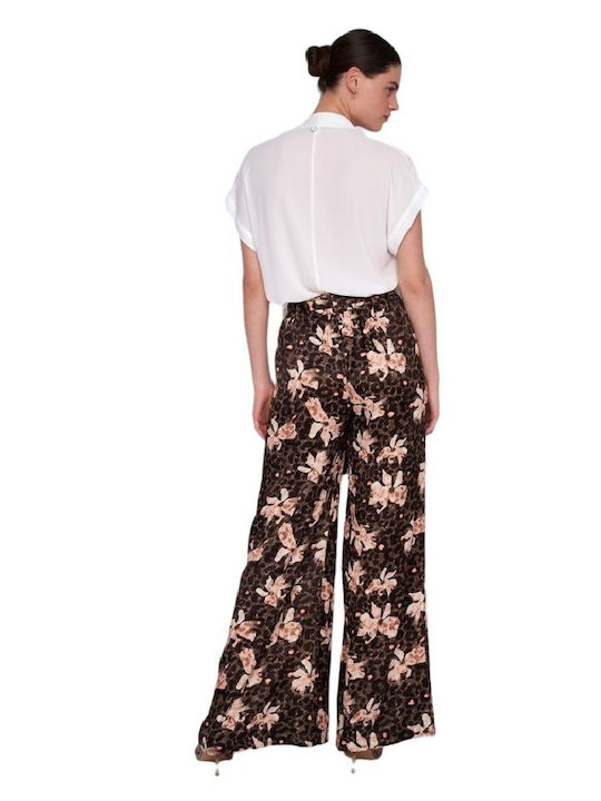 Ale - The Non Usual Casual Femei Satin Pantaloni largi Floral Floral