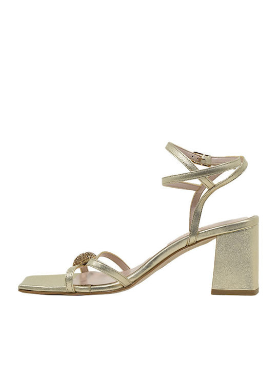 Leder Sandalen Gold