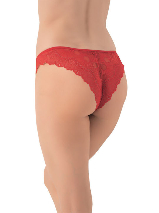 Women's Sexy Lace Bikini Briefs Red 2 Pack Red