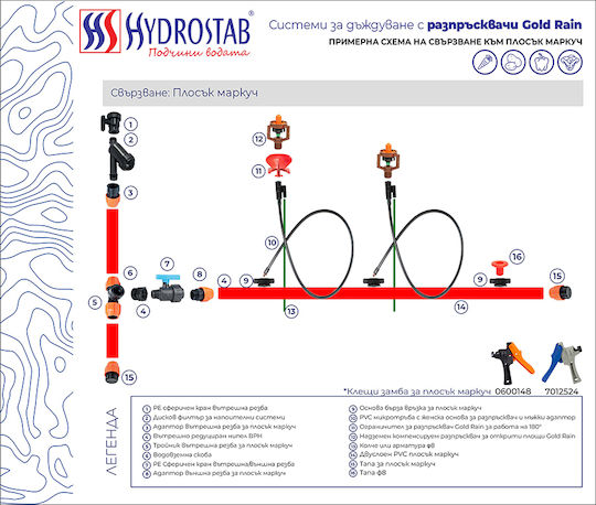 Bază de conectare rapidă Hydrostab Tavlit pentru furtun plat cu deschidere internă de 10 mm
