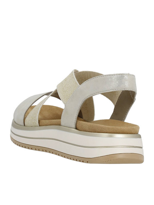 Leder Flache Sandalen für Damen Anatomisch in Beige Farbe