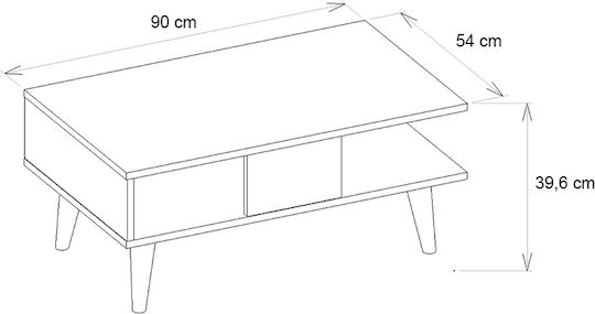 Rectangular Central Coffee Table Andros Wooden Walnut - Black L90xW54xH39.6cm