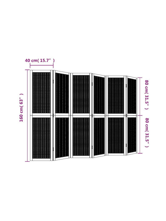vidaXL Декоративен Параван Дървен с 6 Панела 210x160см