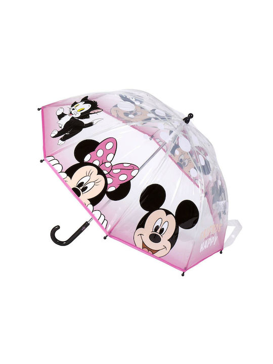 Umbrelă pentru copii Mâner curbat Roz cu diametrul de 71cm.