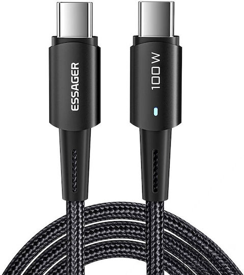 Essager Cablu USB 2.0 USB-C Masculin - USB-C 100W PD Negru 1m EXCTT1-CG01