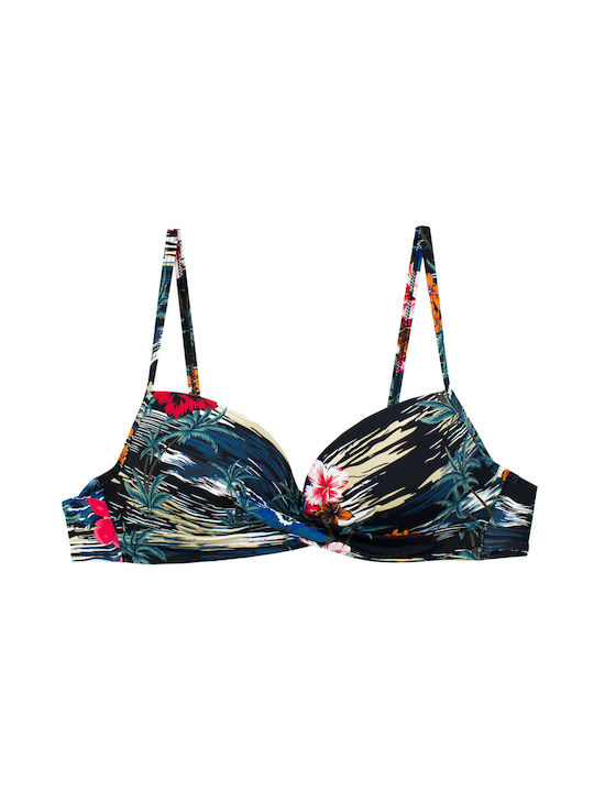 Women's Draped Bikini Set Floral Black S24