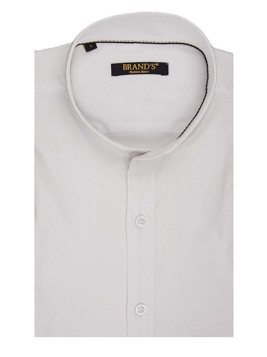 Men's Slim Fit Mao Collar White Shirt Brand's