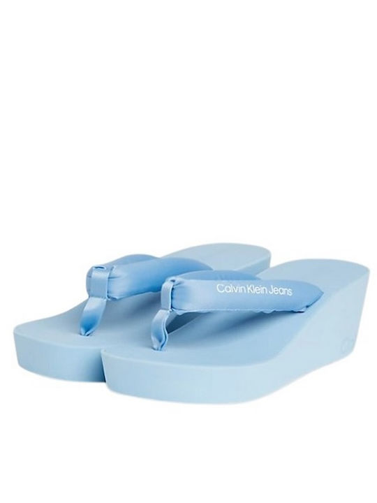 Frauen Flip Flops mit Plattform in Hellblau Farbe