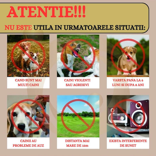 Dispozitiv de control al lătratului ultrasonic Startonteam Dispozitiv de control al lătratului pentru câini 15m Utilizare interioară și exterioară Rezistent la apă 4 moduri reglabile Lumină Led