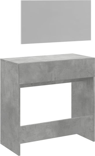 Floor-Standing Makeup Dressing Table Wooden Grey with Mirror 80x39x80cm