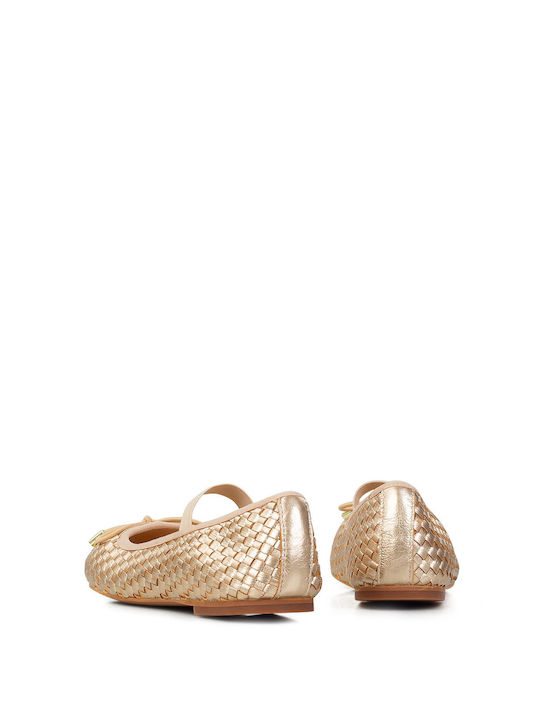 Damen Ballerinas in Gold Farbe 94003