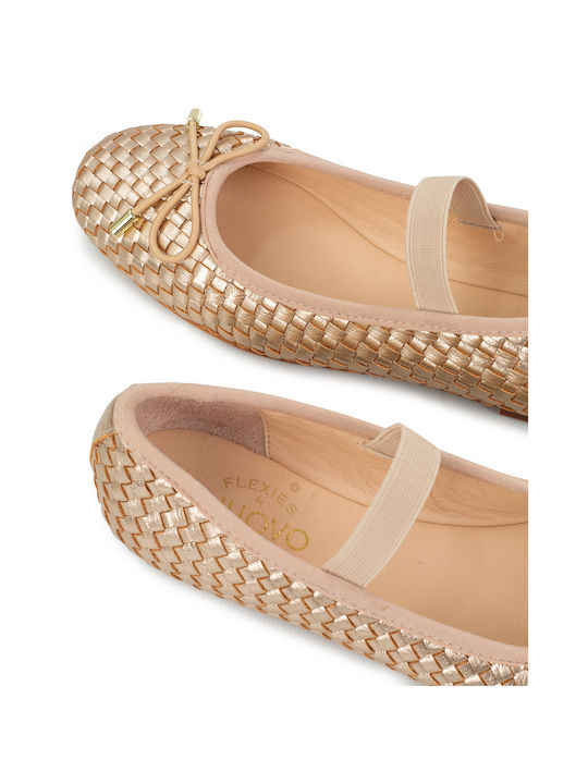 Damen Ballerinas in Gold Farbe 94003