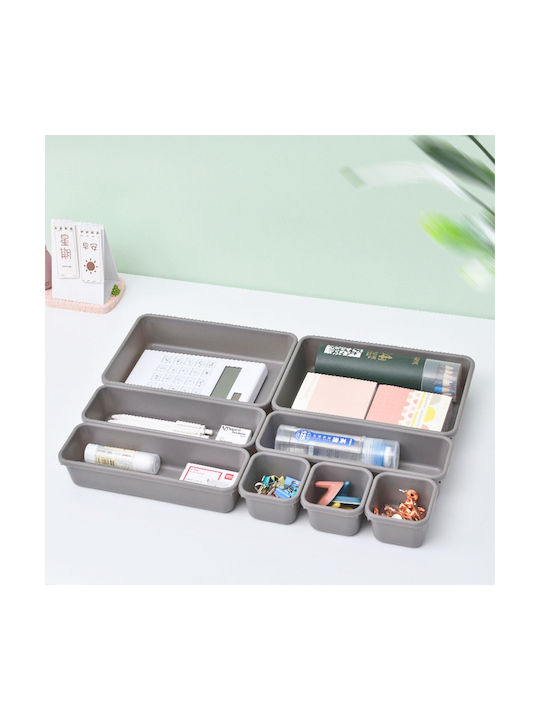 Set organizator sertar Zola din plastic, 8 cutii de dimensiuni diferite, gri