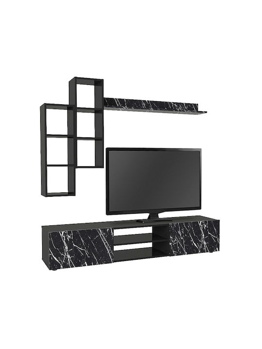 Duana Living Room TV Unit Black L180xW38xH35.7cm
