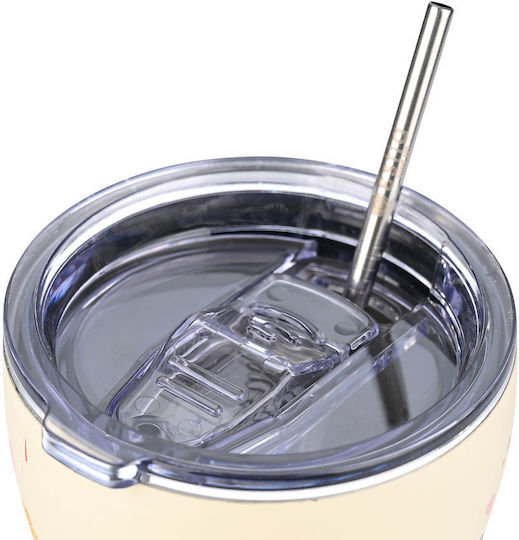 Estia Coffee Mug Save The Aegean Glass Thermos Stainless Steel BPA Free 350ml Spring sonata with Straw