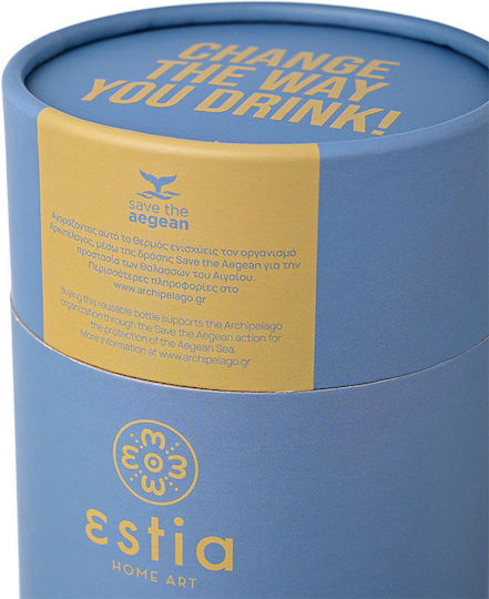 Estia Coffee Mug Save The Aegean Ανακυκλώσιμο Ποτήρι Θερμός Ανοξείδωτο BPA Free 350ml Denim Blue με Καλαμάκι