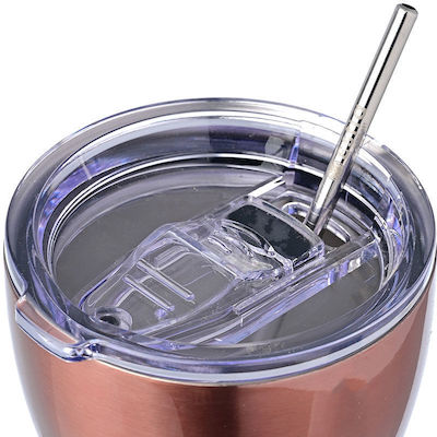 Estia Coffee Mug Save The Aegean Sticlă Termos Oțel inoxidabil Fără BPA Rose Gold cu Paie