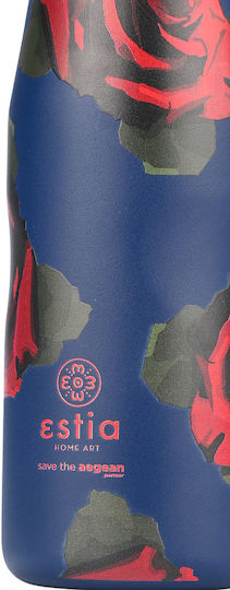 Estia Travel Flask Save The Aegean Recyclable Bottle Thermos Stainless Steel BPA Free 500ml Electric Roses