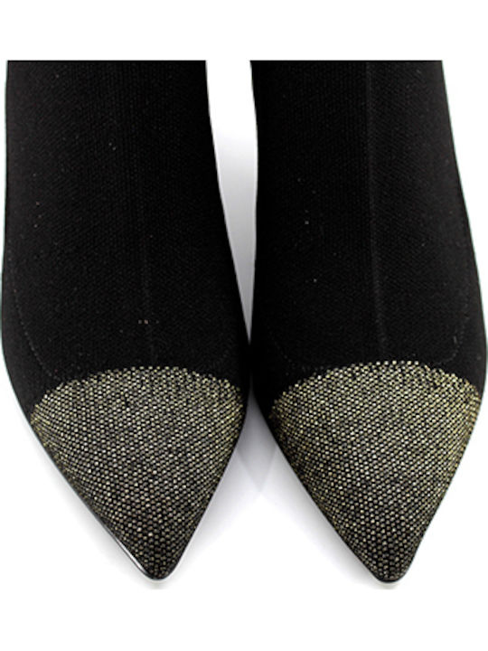 Leather Women's Chelsea Boots with Medium Heel Gold