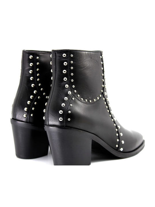 Leather Women's Chelsea Boots with Medium Heel Black