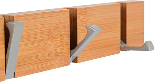 Estia Wandhalterung Hölzernes 4 Haken Beige 40x1.8x5.5cm