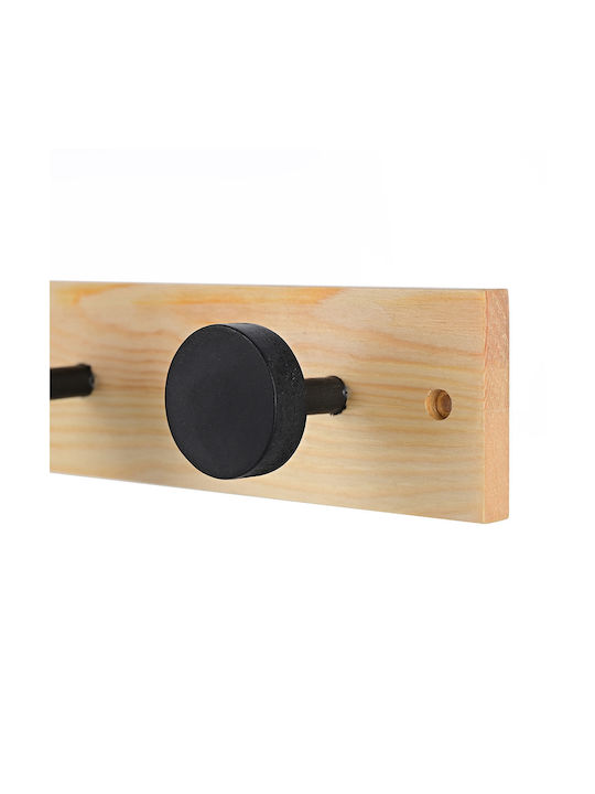 Estia Wooden Wall Hanger 4 Hooks Beige 40x6x6cm