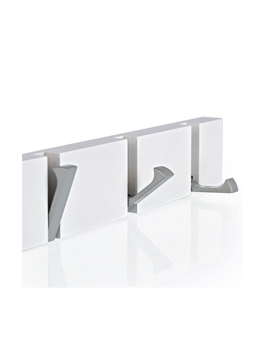 Estia Wooden Wall Hanger 4 Hooks White 40x1.8x5.5cm