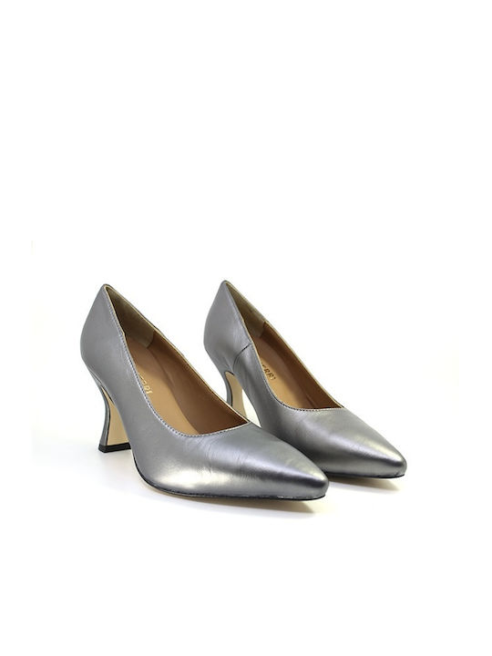 Silver Leather Heels Pf16 D3302 Laminato Ganna