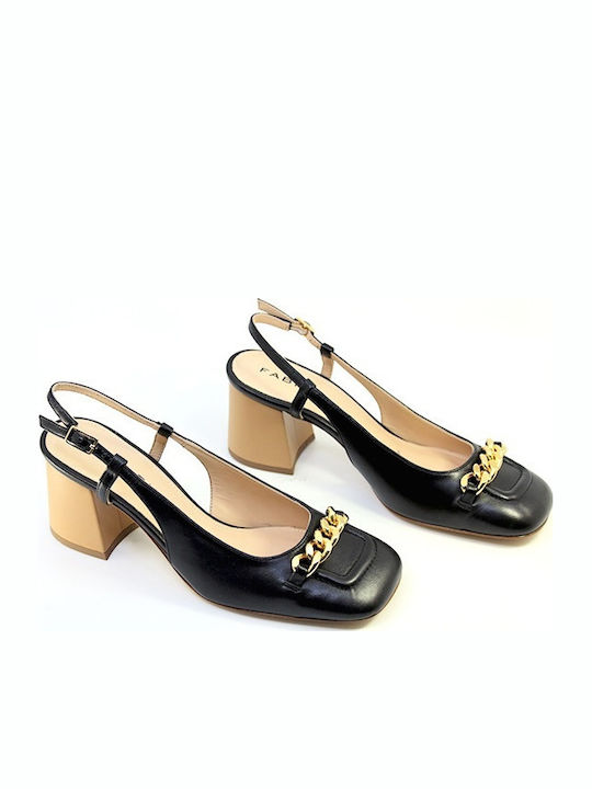 Δερματινες Slingback Μαυρες Γοβες Fabio Rusconi E2131 Nappa Nero