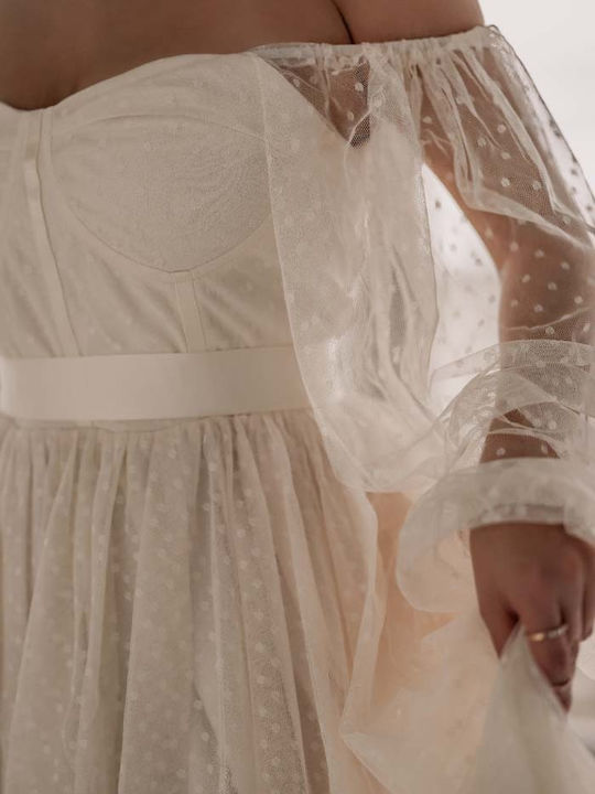 Bridal Midi Tulle Bustier Dress Zina Cream
