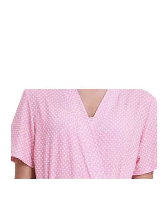 Summer Cotton Wrap Dress Giota S24 Ny-4219 Pink