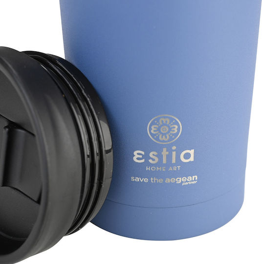 Estia Travel Mug Save The Aegean Ποτήρι Θερμός Ανοξείδωτο BPA Free 350ml Denim Blue