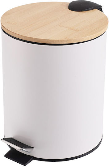 Estia Bamboo Essentials Inox Bathroom Basket Soft Close 5lt White