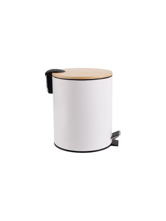 Estia Bamboo Essentials Inox Bathroom Basket Soft Close 5lt White